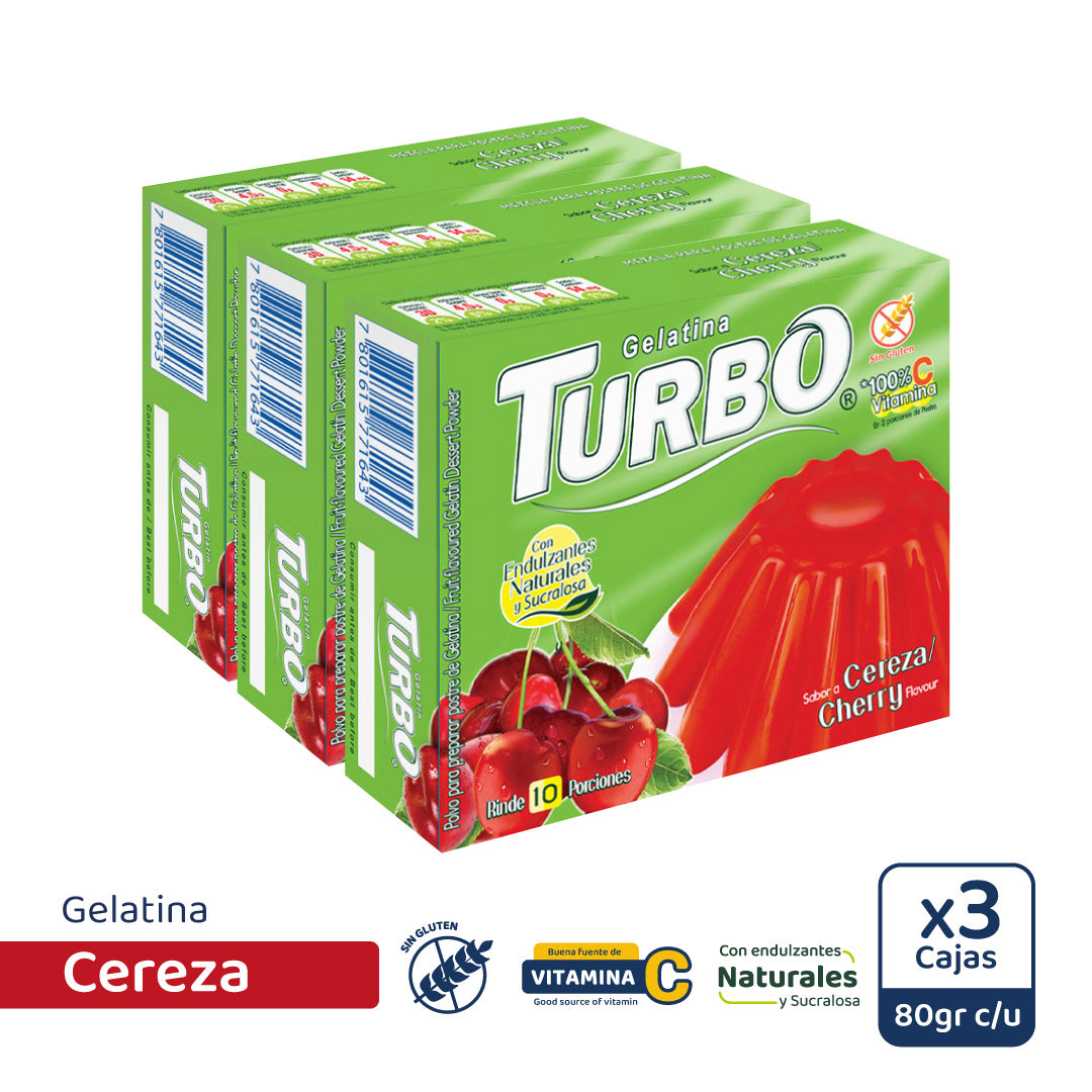 Gelatina Turbo Grande 80g (3 Cajas)