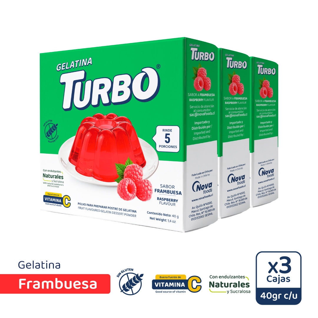 Gelatina Turbo Pequeña 40g (3 Cajas)