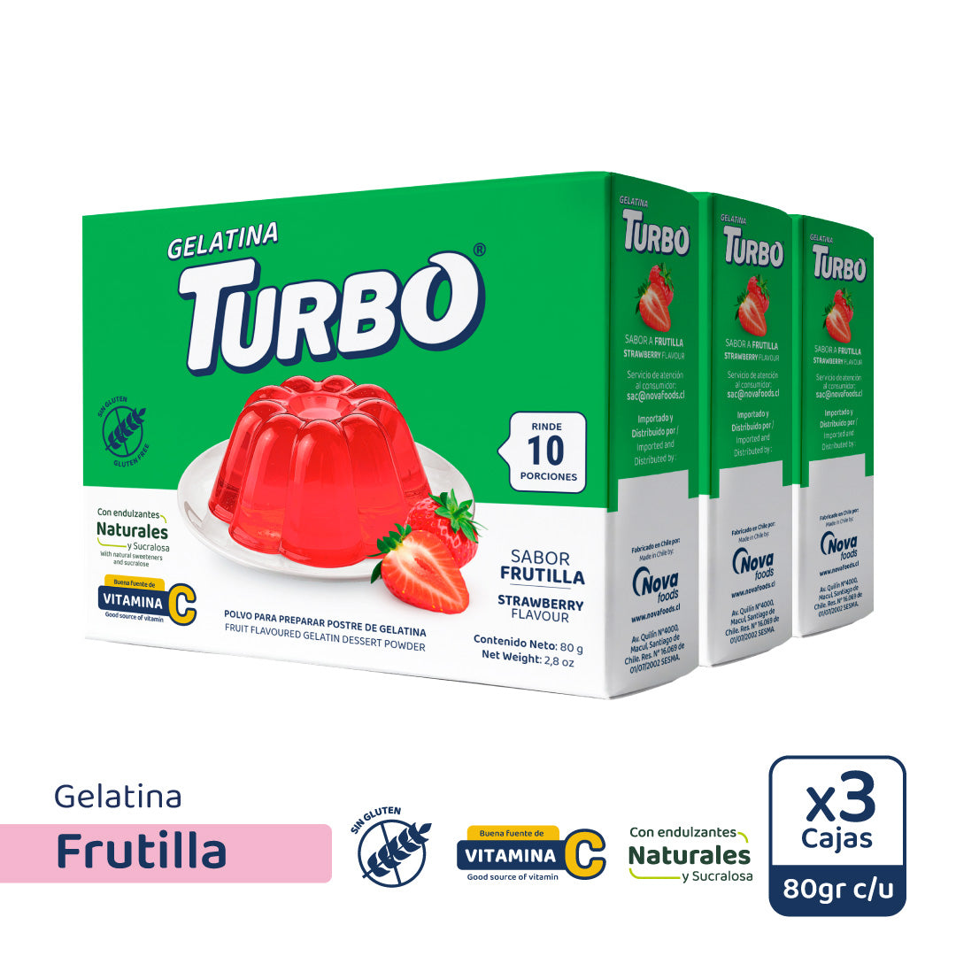 Gelatina Turbo Grande 80g (3 Cajas)