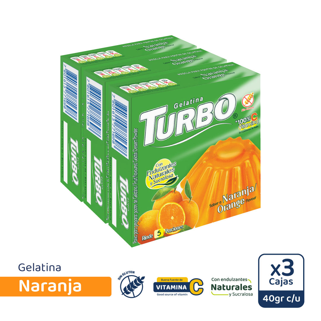 Gelatina Turbo Pequeña 40g (3 Cajas)