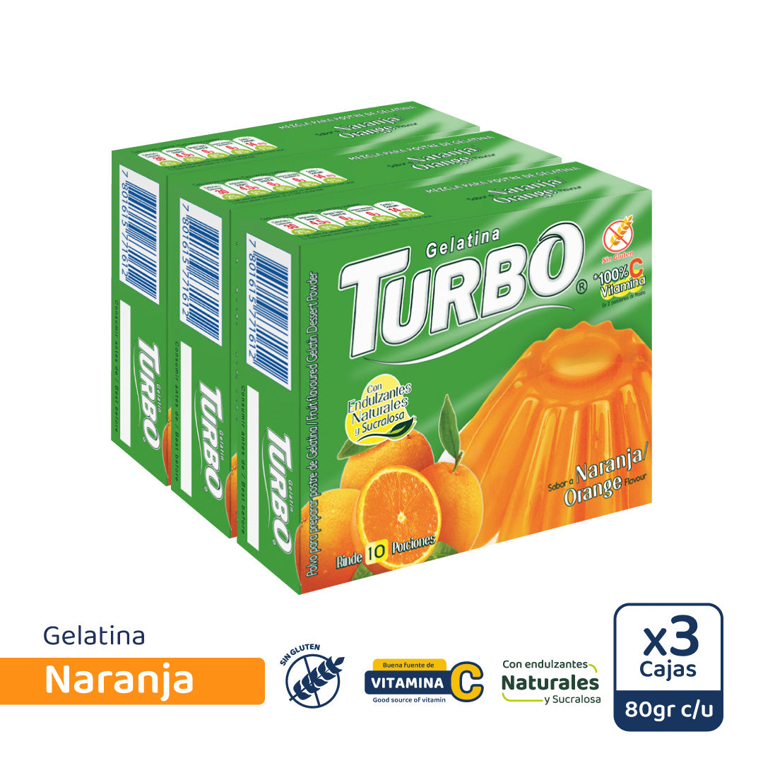 Gelatina Turbo Grande 80g (3 Cajas)
