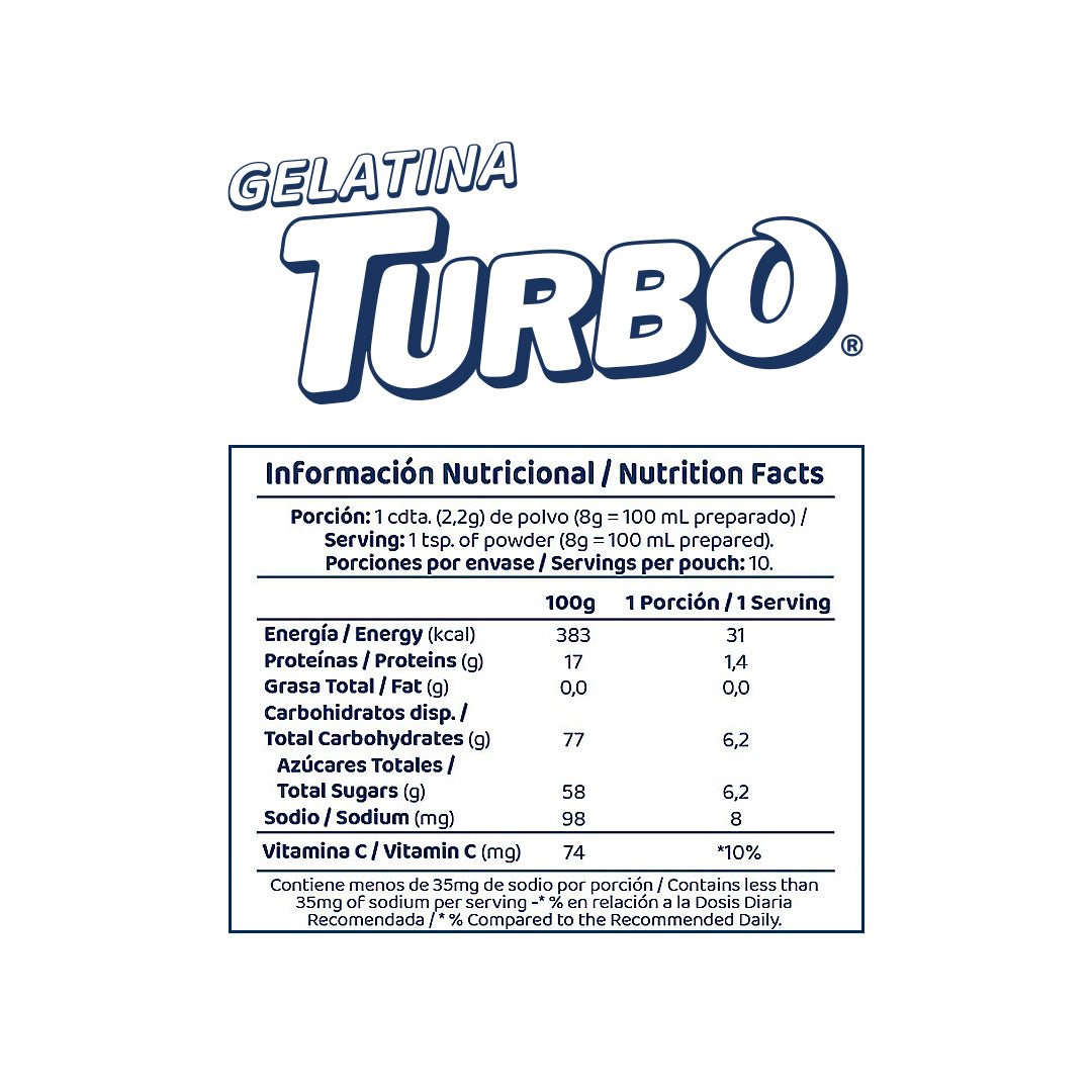 Gelatina Turbo Grande 80g (3 Cajas)