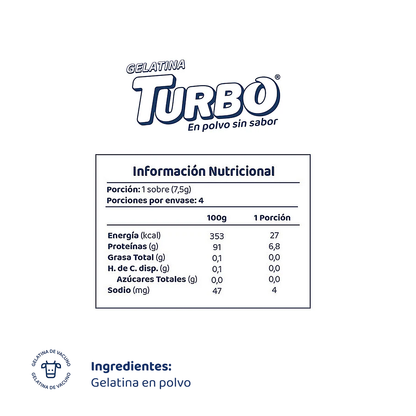 Gelatina Turbo Sin Sabor (3 cajas)