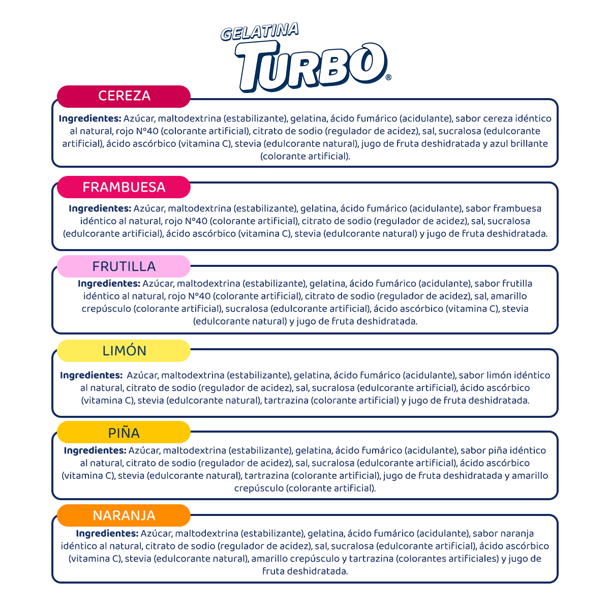 Gelatina Turbo Grande 80g (3 Cajas)