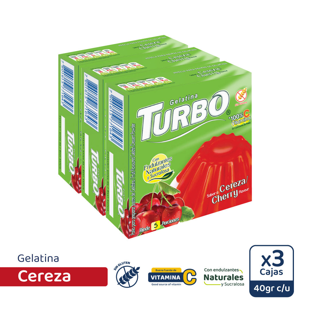Gelatina Turbo Pequeña 40g (3 Cajas)