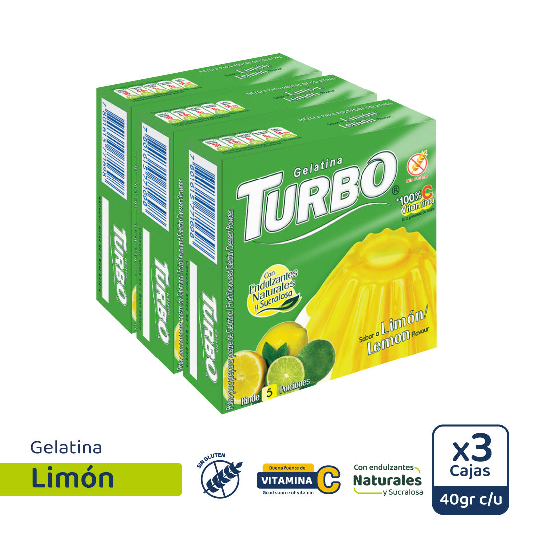Gelatina Turbo Pequeña 40g (3 Cajas)