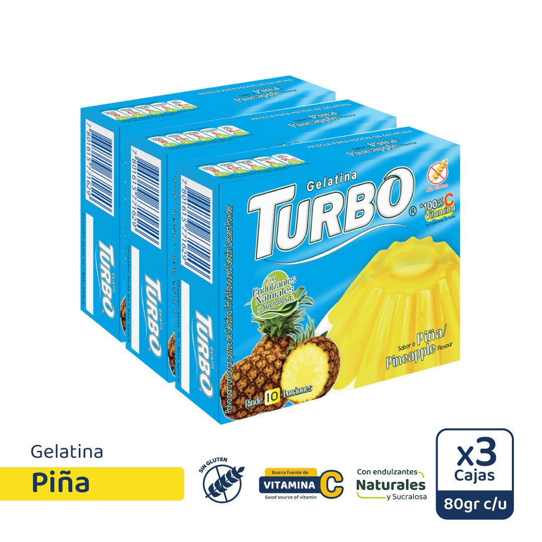 Gelatina Turbo Grande 80g (3 Cajas)