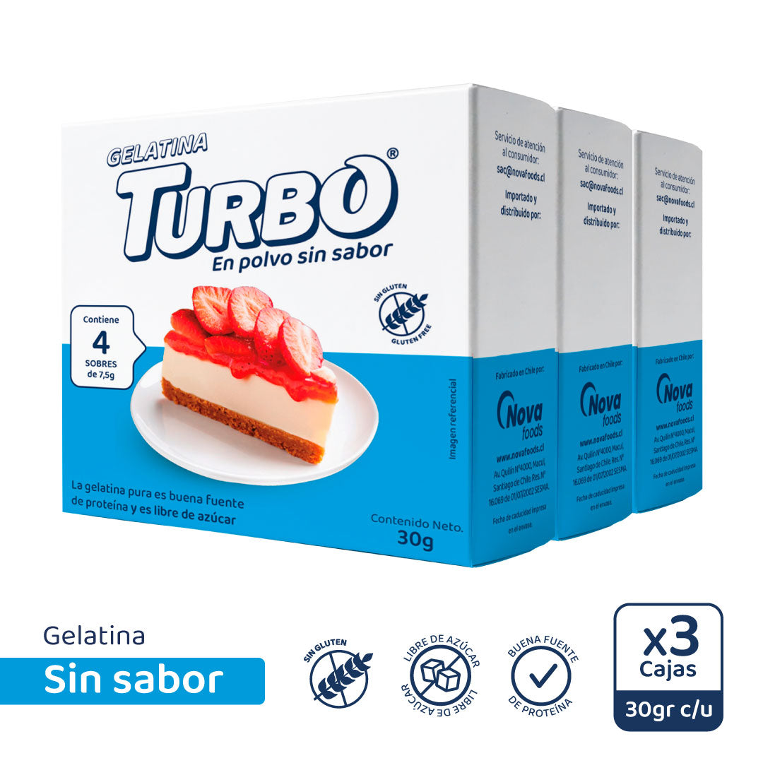 Gelatina Turbo Sin Sabor (3 cajas)